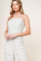 JUST ENOUGH OFF WHITE WOVEN LACE JUMPSUIT Flying Tomato