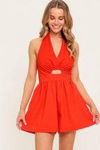 PLUM EMBRACE RED WOVEN ROMPER Flying Tomato