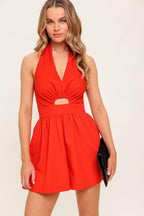 PLUM EMBRACE RED WOVEN ROMPER Flying Tomato