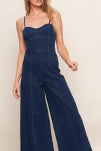 TRENDSETTING MEDIUM INDIGO DENIM JUMPSUIT Flying Tomato