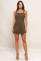 BROWN SUGAR GLOW FAUX SUEDE ROMPER Flying Tomato
