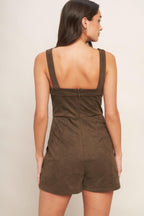 BROWN SUGAR GLOW FAUX SUEDE ROMPER Flying Tomato