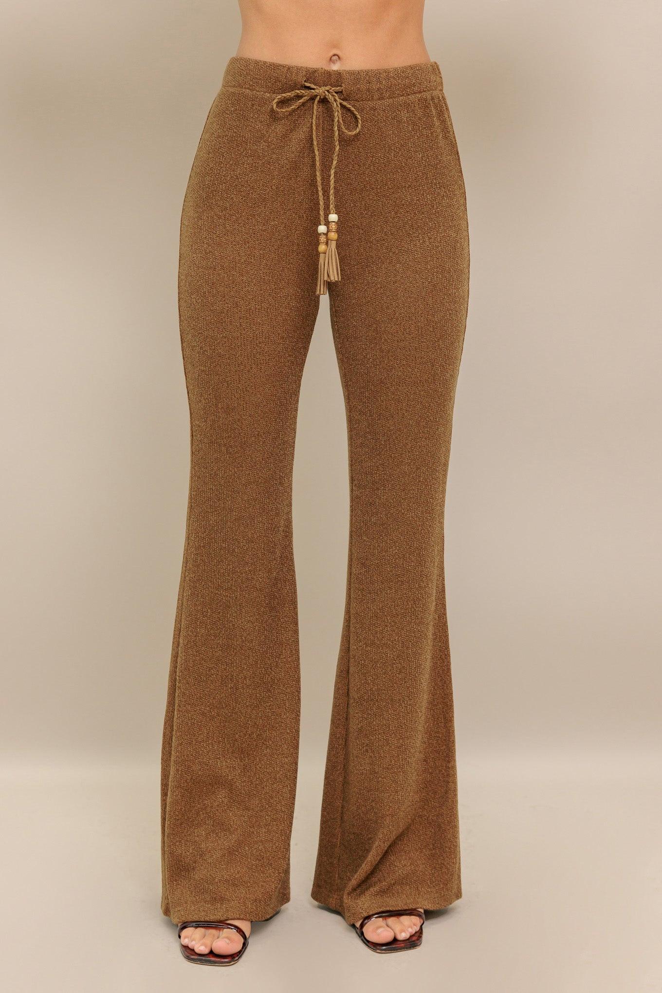 FLARE TOUCH SOLID KNIT PANTS Flying Tomato