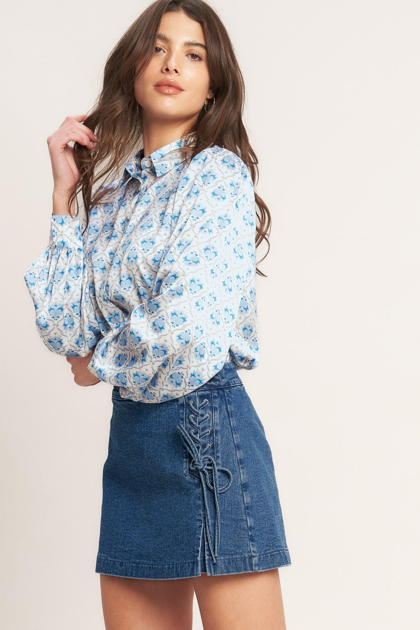 CITY LACE-UP DENIM SKORT Flying Tomato