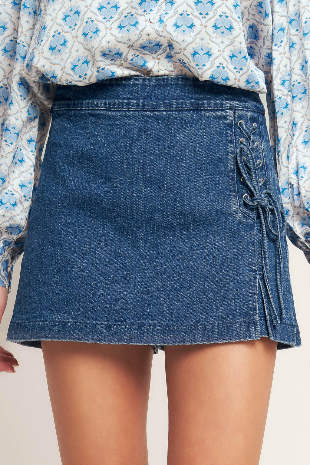 CITY LACE-UP DENIM SKORT Flying Tomato