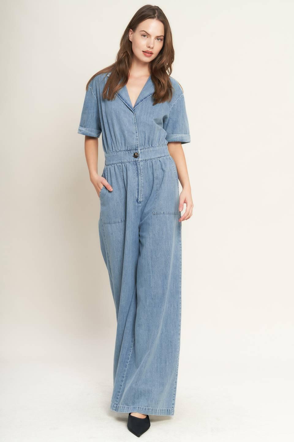 QUIET LUXURY LIGHTWEIGHT DENIM JUMPSUIT Flying Tomato