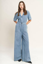 QUIET LUXURY LIGHTWEIGHT DENIM JUMPSUIT Flying Tomato