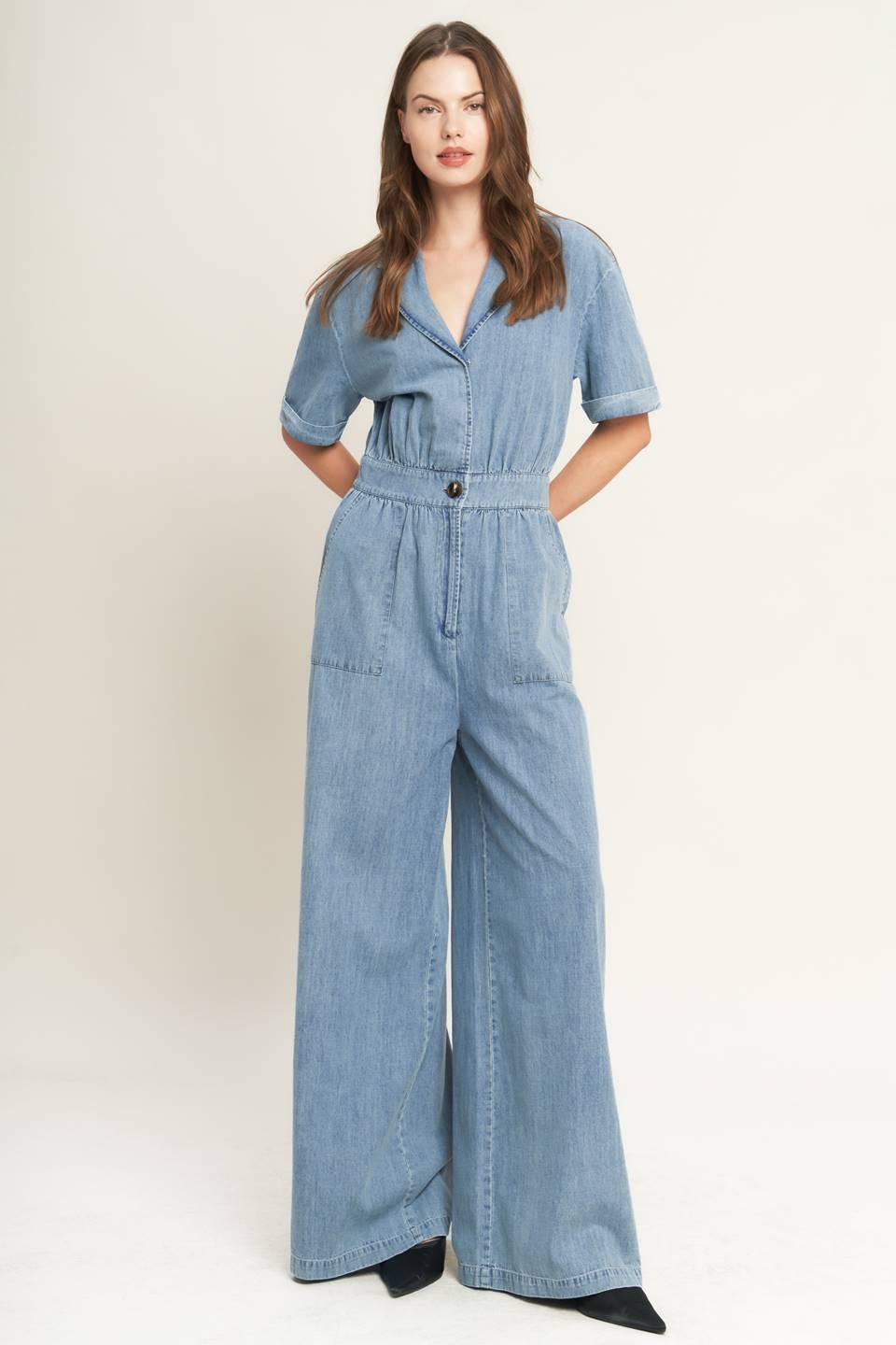 QUIET LUXURY LIGHTWEIGHT DENIM JUMPSUIT Flying Tomato