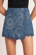 BOHO PAISLEY SCALLOP DENIM SKORT Flying Tomato