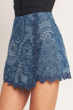 BOHO PAISLEY SCALLOP DENIM SKORT Flying Tomato
