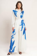 ASYMMETRICAL BOTANICAL WOVEN PANTS Flying Tomato