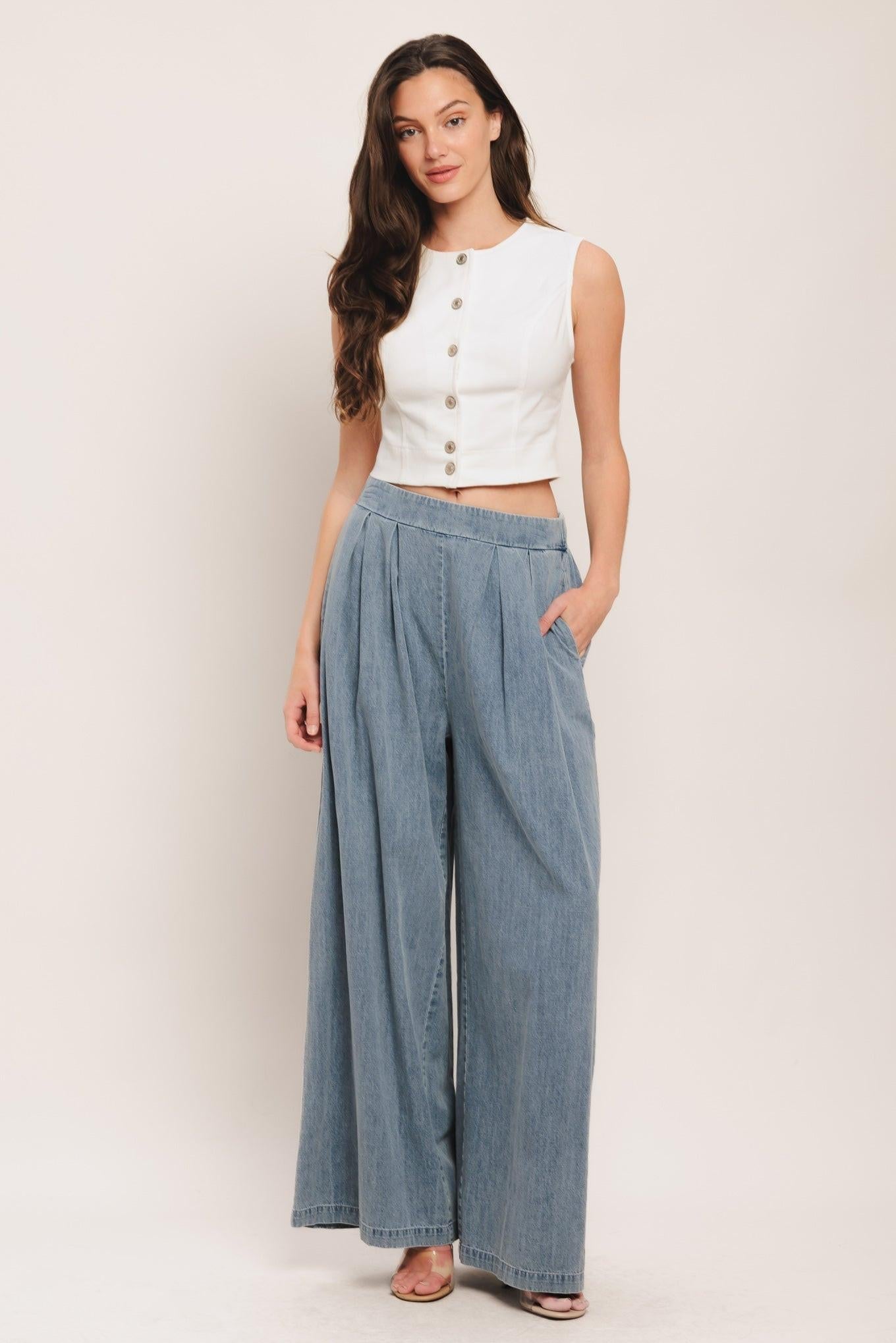 RELAXED DRAPE LIGHTWEIGHT DENIM PANTS Flying Tomato