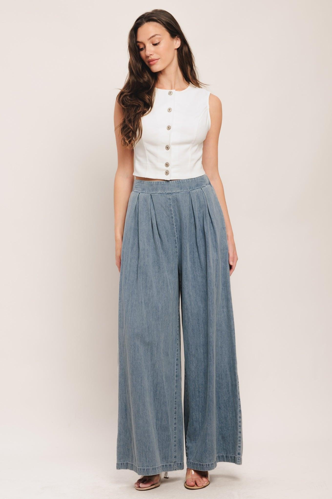 RELAXED DRAPE LIGHTWEIGHT DENIM PANTS Flying Tomato