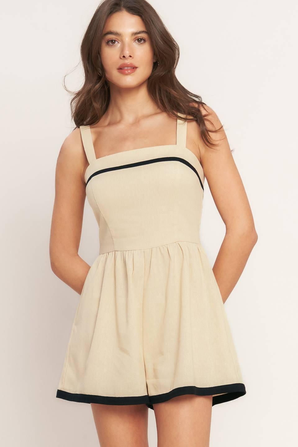LOVELY LINE WOVEN ROMPER Flying Tomato