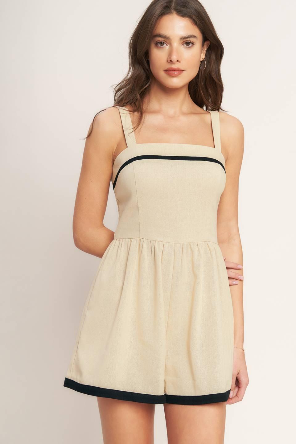 LOVELY LINE WOVEN ROMPER Flying Tomato