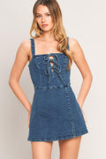 FIRST DATE DENIM SKORT ROMPER Flying Tomato