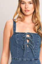 FIRST DATE DENIM SKORT ROMPER Flying Tomato