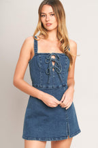 FIRST DATE DENIM SKORT ROMPER Flying Tomato