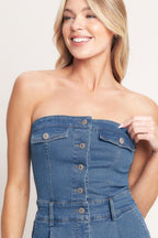 WEEKEND CRUSH DENIM ROMPER Flying Tomato