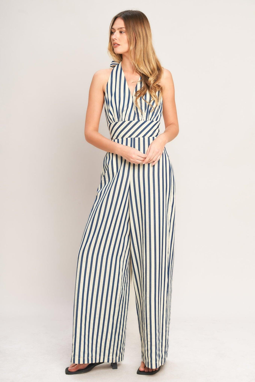 NAUTICAL BREEZE STRIPE WOVEN JUMPSUIT Flying Tomato