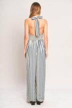 NAUTICAL BREEZE STRIPE WOVEN JUMPSUIT Flying Tomato