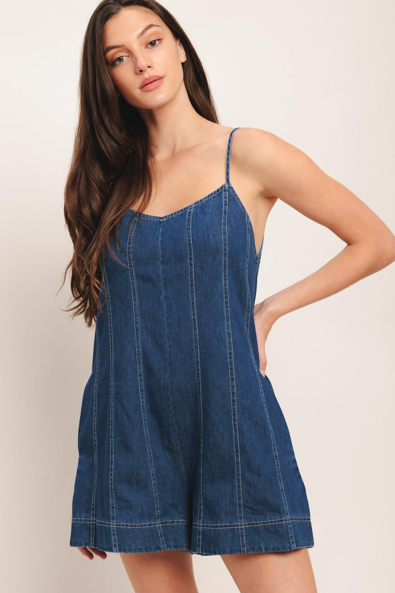 FRONTIER FLIRT LIGHTWEIGHT DENIM ROMPER Flying Tomato