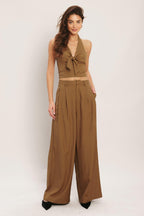 UMBER FLOW WOVEN WIDE LEG PANTS Flying Tomato