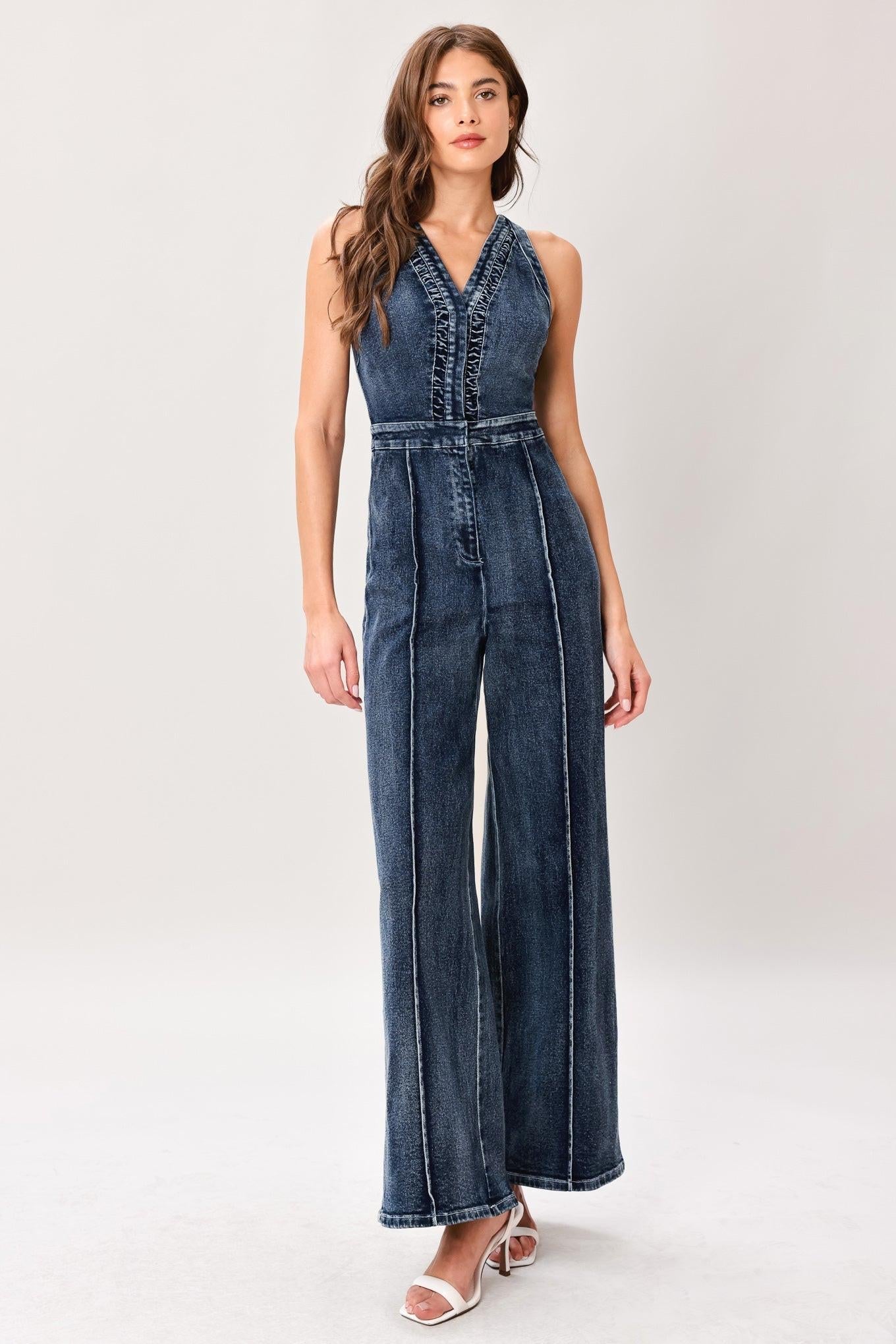 COOL STRUCTURE DENIM JUMPSUIT Flying Tomato