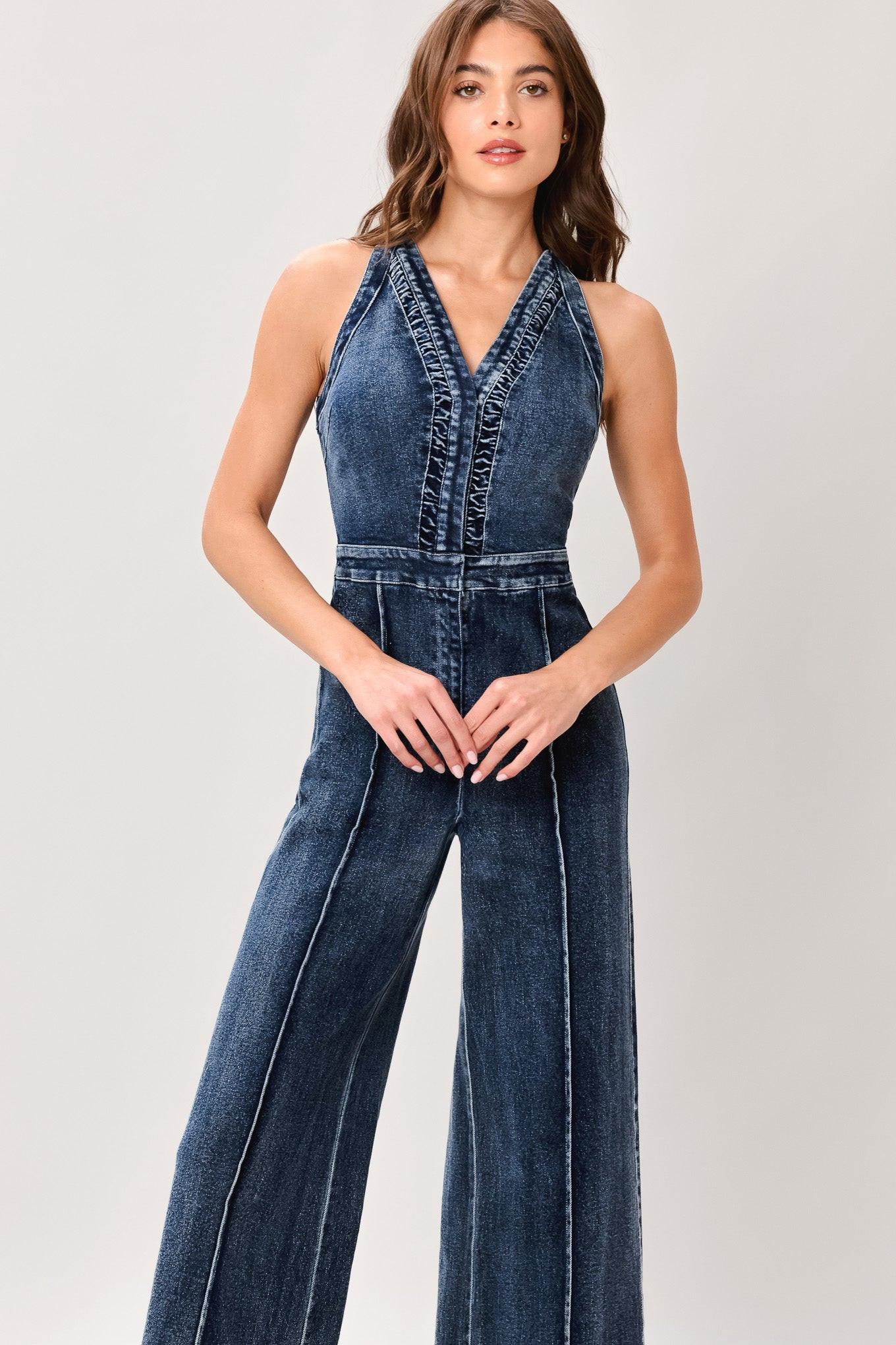 COOL STRUCTURE DENIM JUMPSUIT Flying Tomato