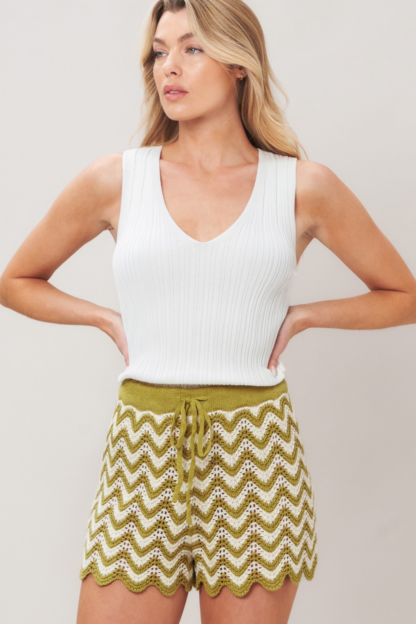 SUNSET STITCH CROCHET KNIT SHORTS Flying Tomato