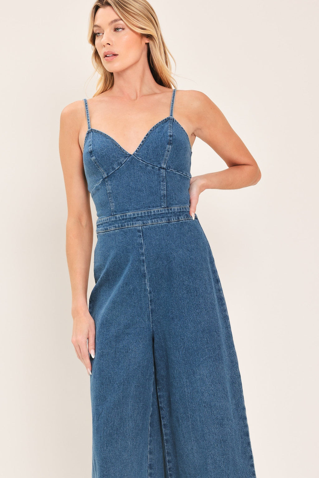 JUST A FEELING DENIM JUMPSUIT Flying Tomato