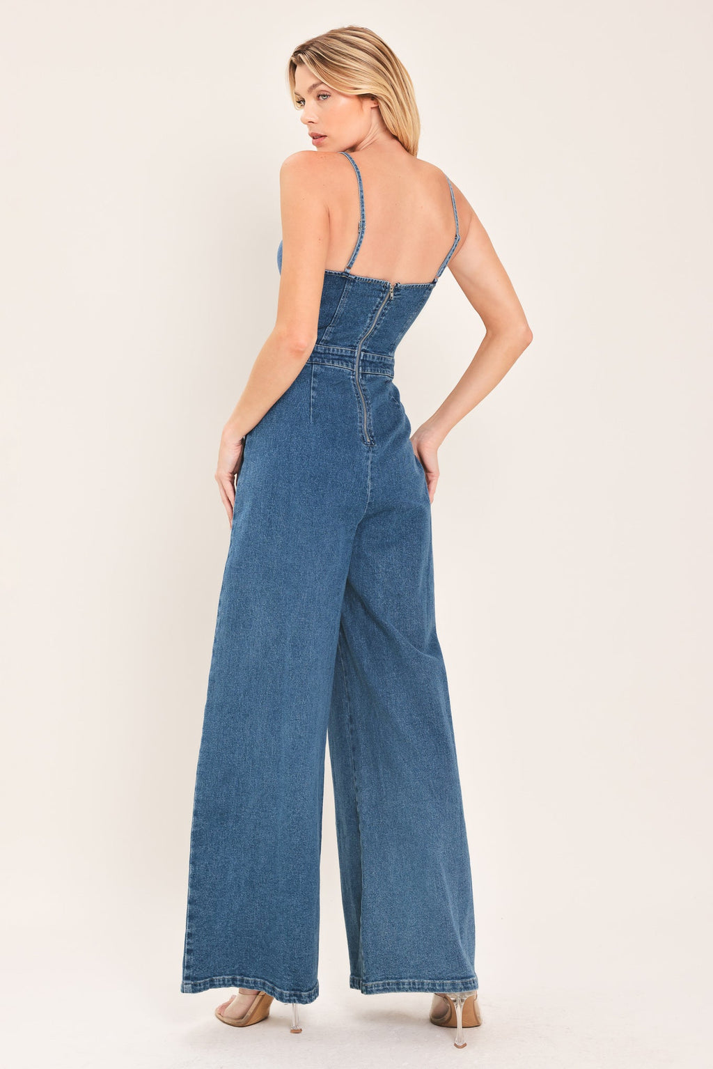 JUST A FEELING DENIM JUMPSUIT Flying Tomato