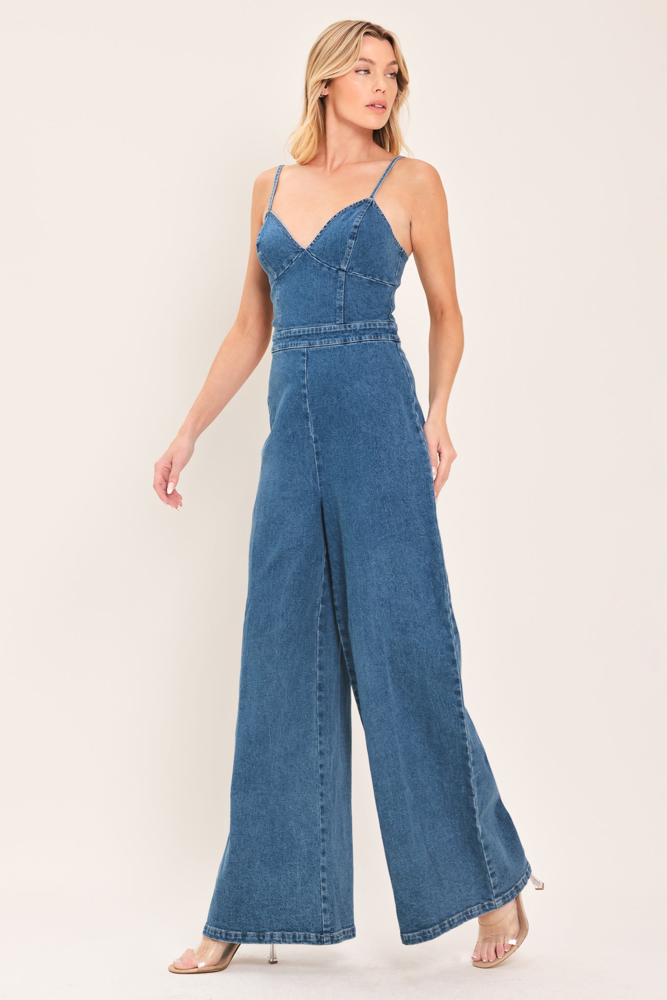 JUST A FEELING DENIM JUMPSUIT Flying Tomato