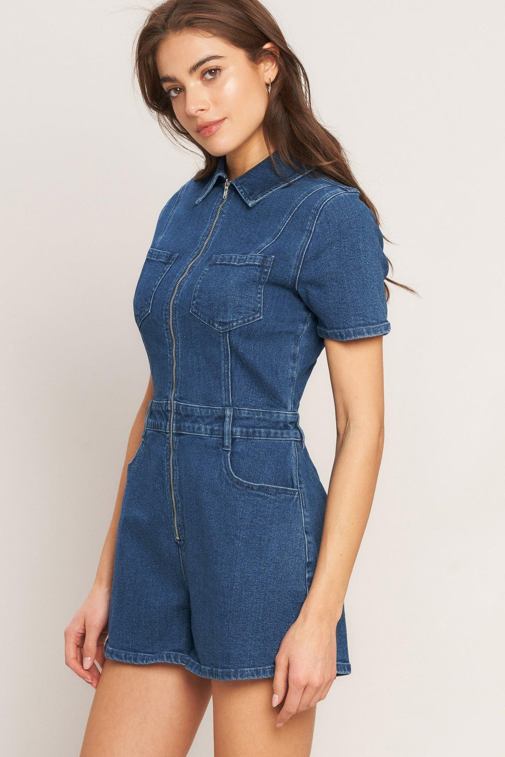 CASUAL STRUCTURE DENIM ROMPER Flying Tomato