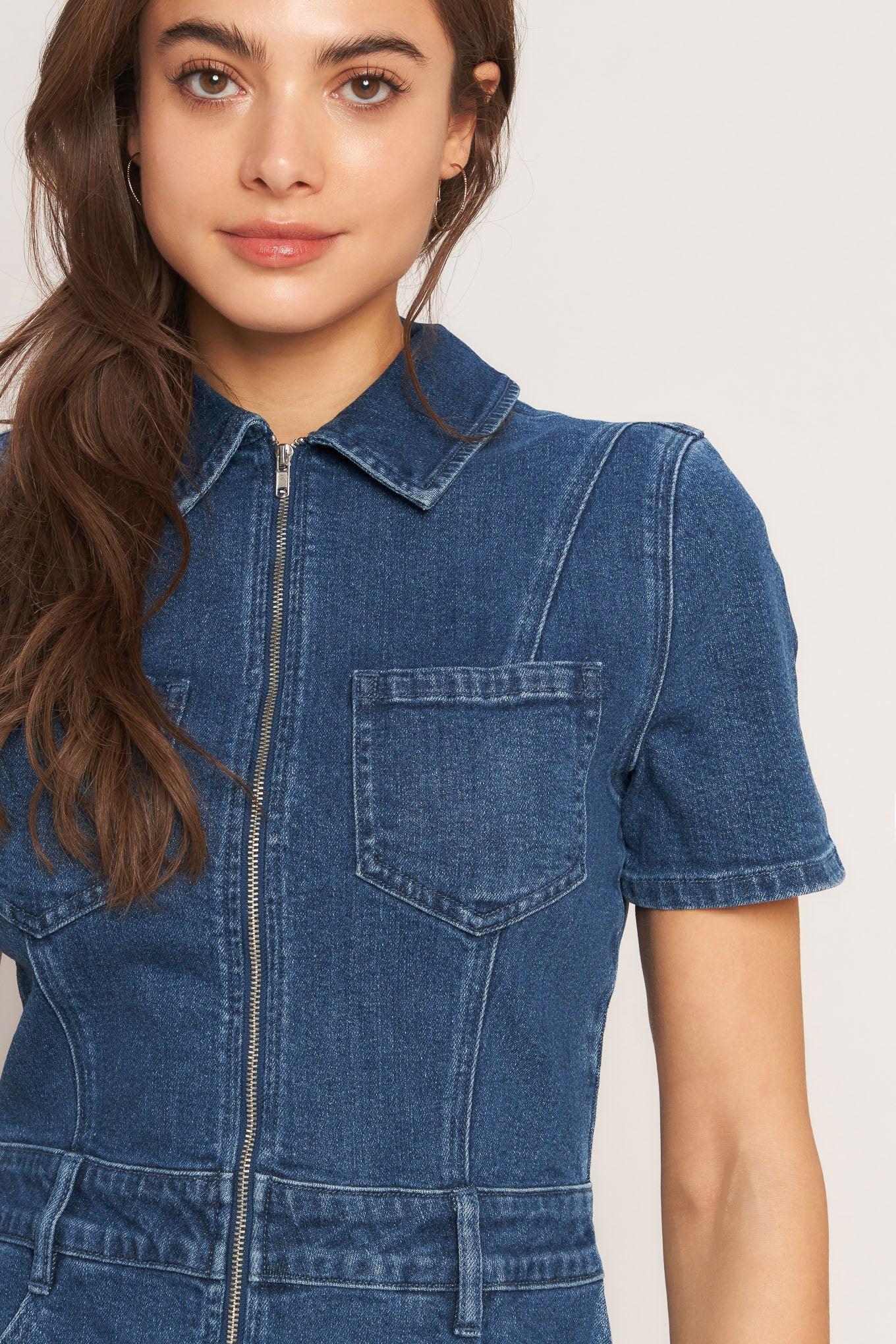 CASUAL STRUCTURE DENIM ROMPER Flying Tomato