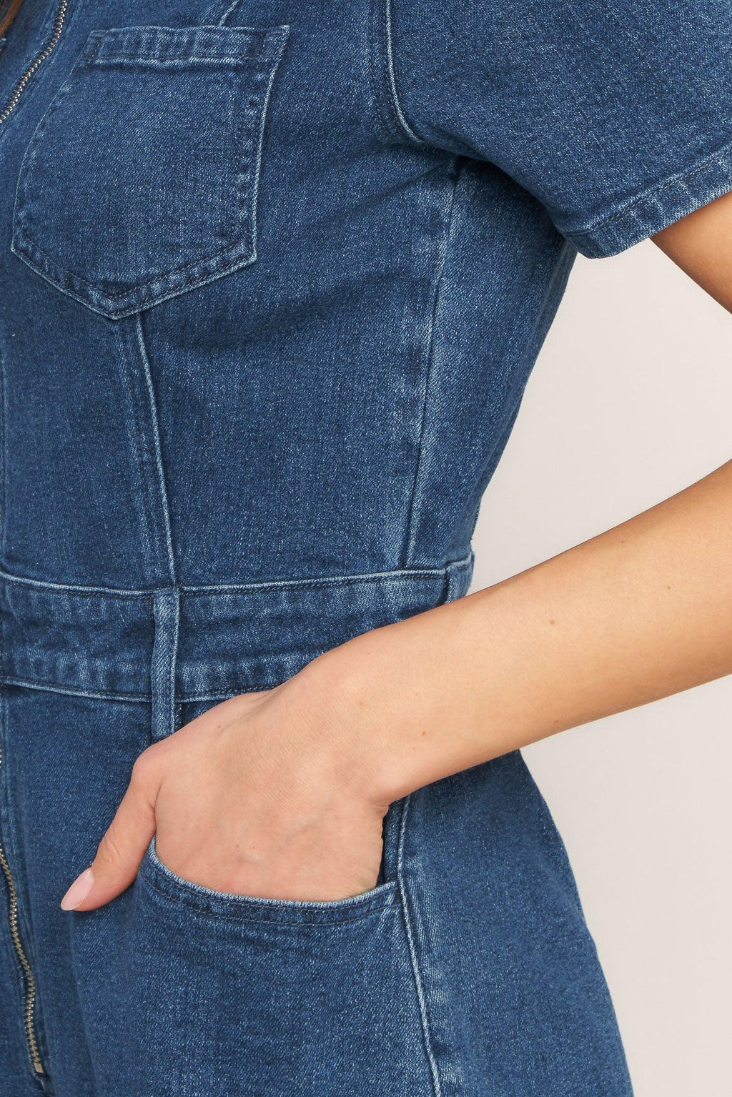 CASUAL STRUCTURE DENIM ROMPER Flying Tomato