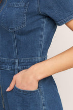 CASUAL STRUCTURE DENIM ROMPER Flying Tomato