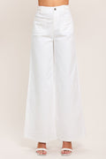 WHITE EASE WOVEN WIDE PANTS Flying Tomato
