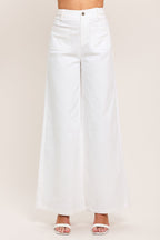 WHITE EASE WOVEN WIDE PANTS Flying Tomato