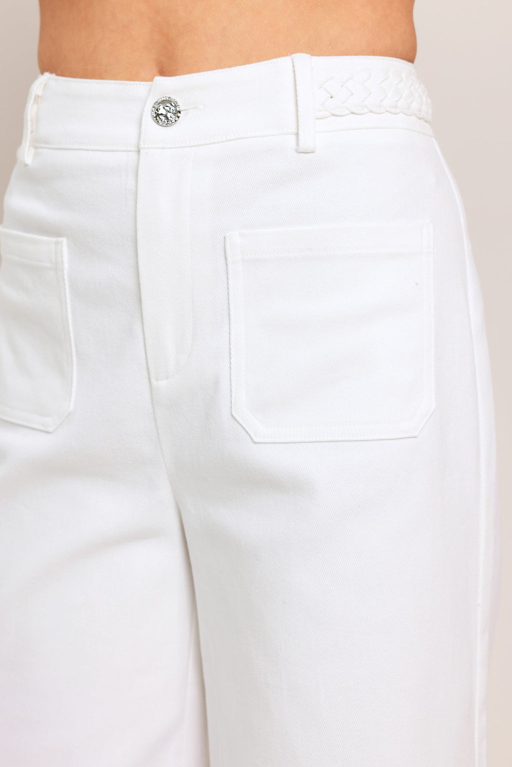 WHITE EASE WOVEN WIDE PANTS Flying Tomato