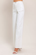 WHITE EASE WOVEN WIDE PANTS Flying Tomato