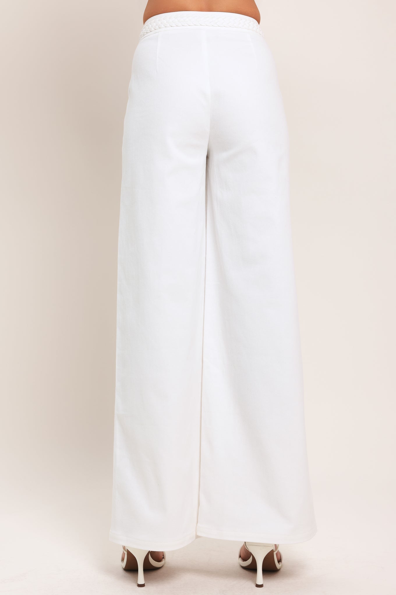 WHITE EASE WOVEN WIDE PANTS Flying Tomato