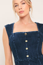 DARK WASH ICON DENIM ROMPER Flying Tomato