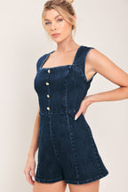 DARK WASH ICON DENIM ROMPER Flying Tomato