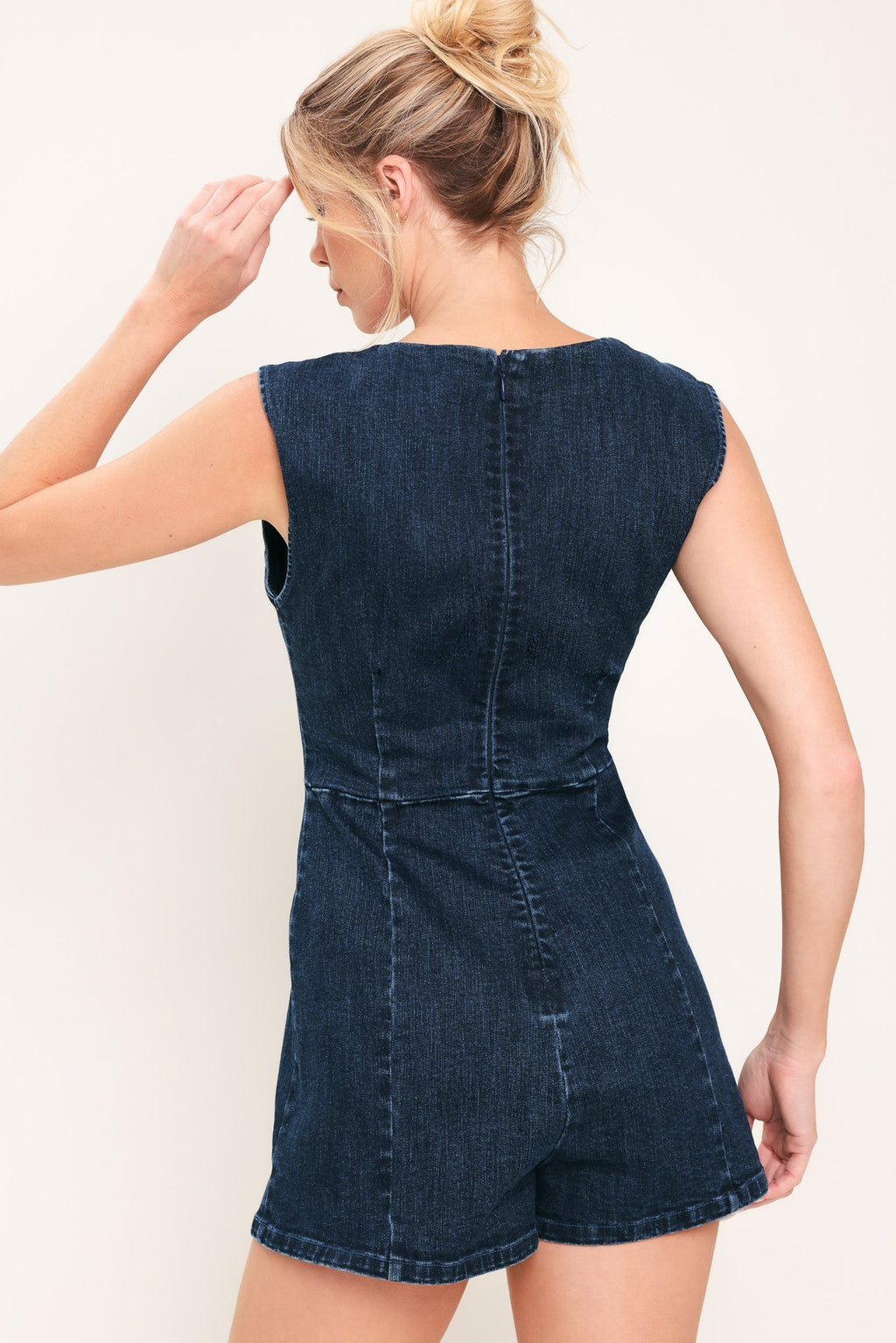 DARK WASH ICON DENIM ROMPER Flying Tomato