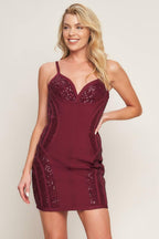 HOLIDAY GLAM BANDAGE MINI DRESS Flying Tomato