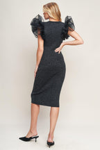 VOLUMINOUS POWER METALLIC MIDI DRESS Flying Tomato