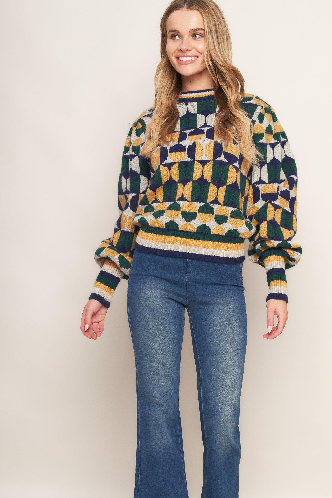 CHEER YOU ON JACQUARD SWEATER TOP Flying Tomato