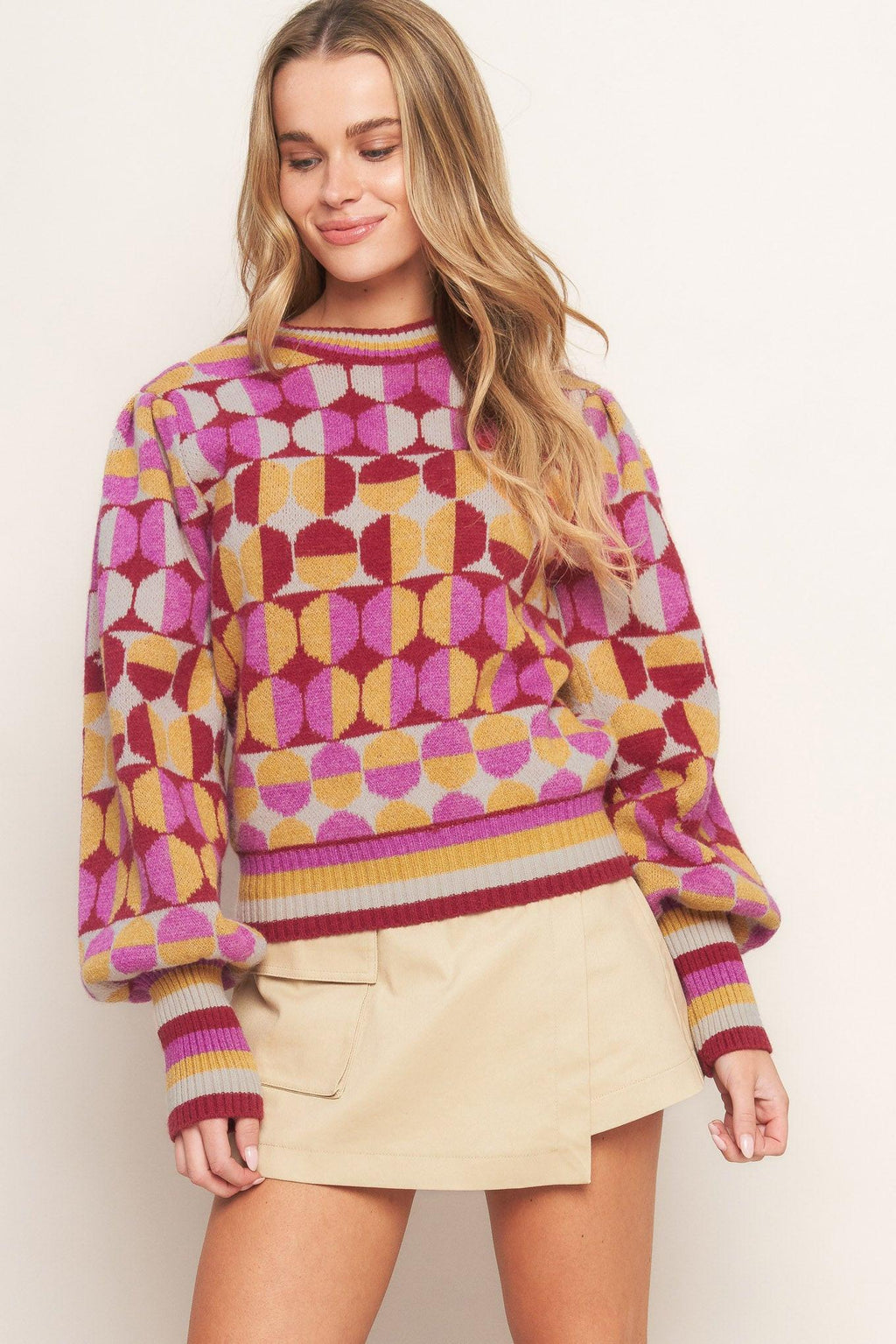 CHEER YOU ON JACQUARD SWEATER TOP Flying Tomato