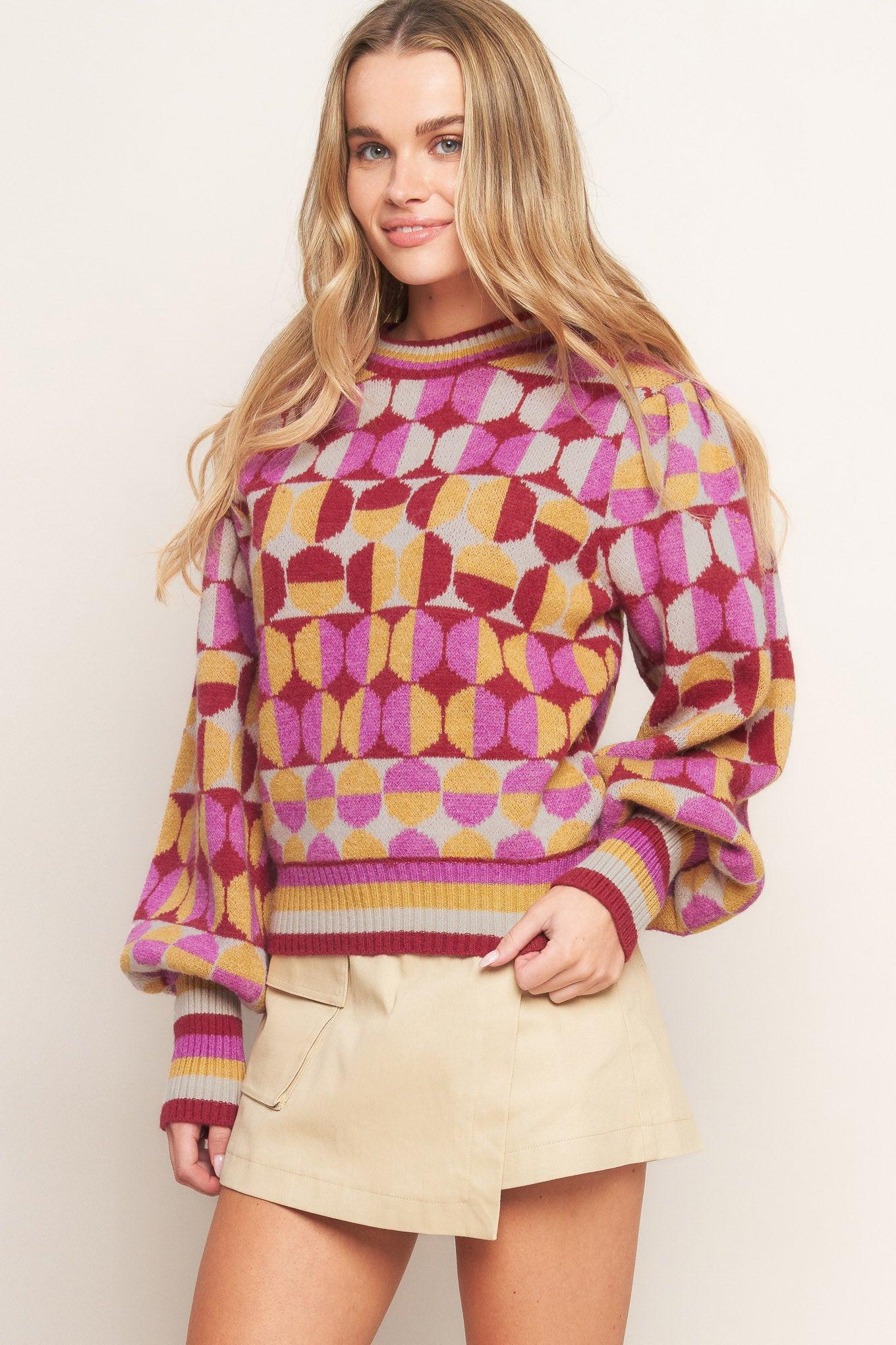 CHEER YOU ON JACQUARD SWEATER TOP Flying Tomato
